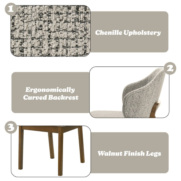 English Elm Oleia Chenille Upholstered Dining Chairs with Walnut Rubberwood Legs Set of Two B2726P524560
