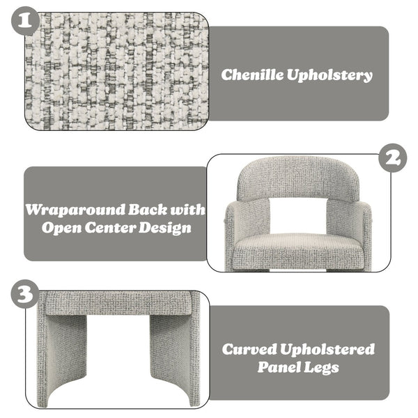 English Elm Kyree Chenille Upholstered Accent Chairs Set of 2 Rubberwood Living Room Seating B2726P524571