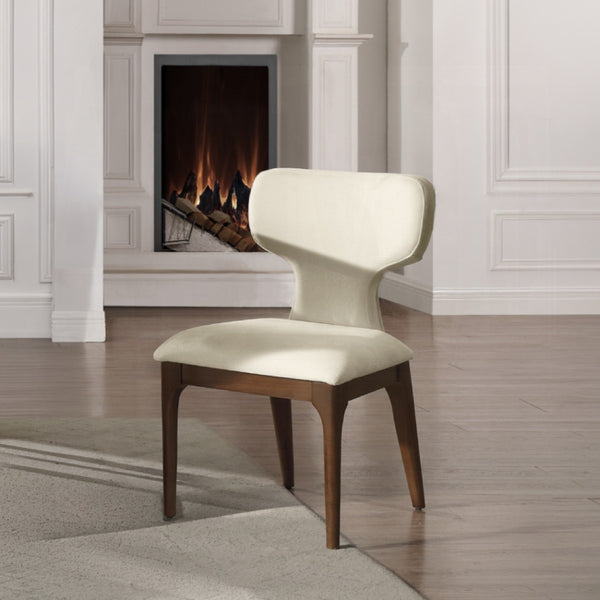 English Elm Koen Chenille Upholstered Dining Side Chairs with Oak Veneer Frame Set of 2 Beige/Brown Oak B2726P524572