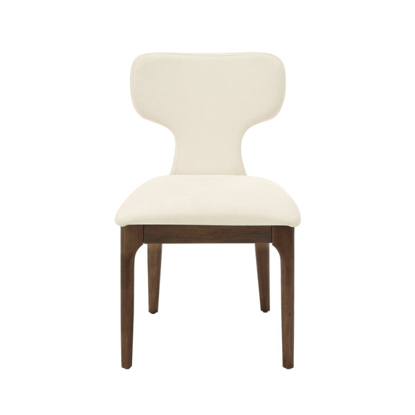 English Elm Koen Chenille Upholstered Dining Side Chairs with Oak Veneer Frame Set of 2 Beige/Brown Oak B2726P524572