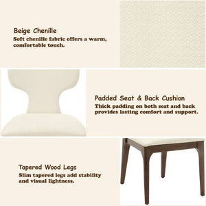 English Elm Koen Chenille Upholstered Dining Side Chairs with Oak Veneer Frame Set of 2 Beige/Brown Oak B2726P524572