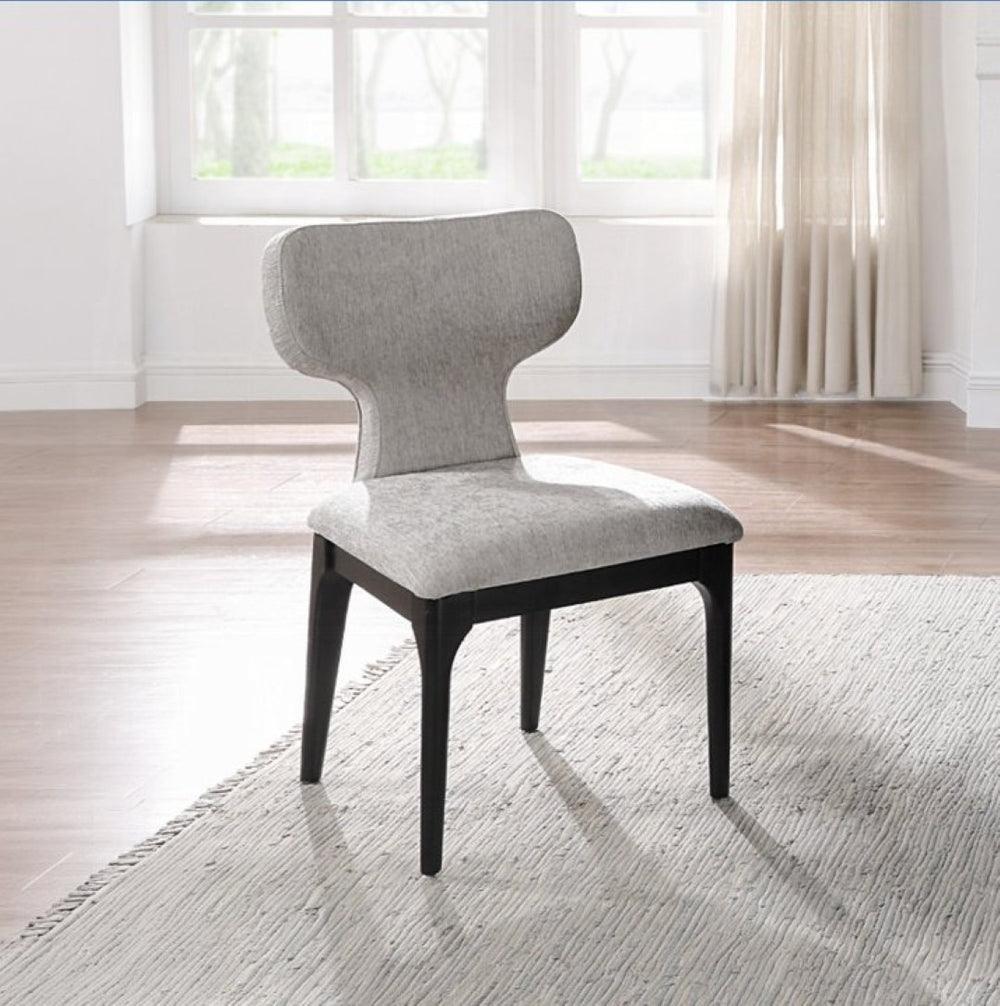 English Elm Koen Chenille Upholstered Dining Side Chairs with Oak Veneer Frame Set of 2 Beige/Black B2726P524574
