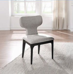 English Elm Koen Chenille Upholstered Dining Side Chairs with Oak Veneer Frame Set of 2 Beige/Black B2726P524574