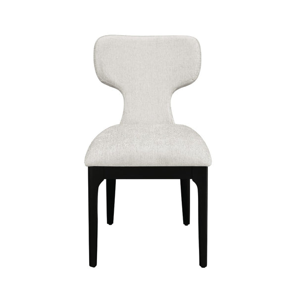 English Elm Koen Chenille Upholstered Dining Side Chairs with Oak Veneer Frame Set of 2 Beige/Black B2726P524574