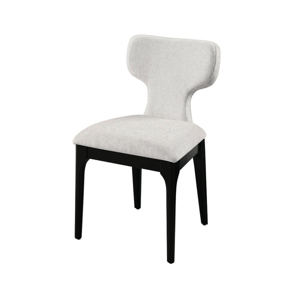 English Elm Koen Chenille Upholstered Dining Side Chairs with Oak Veneer Frame Set of 2 Beige/Black B2726P524574