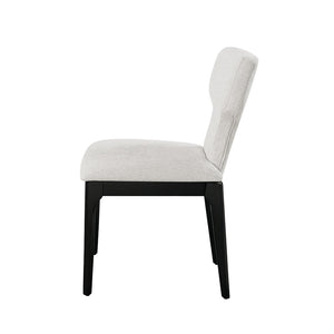 English Elm Koen Chenille Upholstered Dining Side Chairs with Oak Veneer Frame Set of 2 Beige/Black B2726P524574
