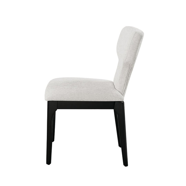 English Elm Koen Chenille Upholstered Dining Side Chairs with Oak Veneer Frame Set of 2 Beige/Black B2726P524574