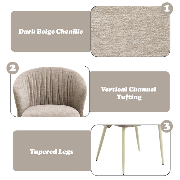 English Elm Ogin Channel Tufted Chenille Accent Chairs Sculptural Cone Base Set of 2 B2726P528598