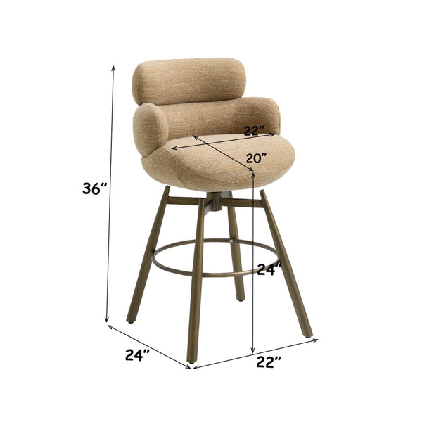 English Elm Jena Swivel Counterstool Padded Chenille Seat Bronze Metal Base Kitchen Island B2726P528601