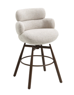 English Elm Jena Chenille Swivel Counterstool with Walnut Legs Padded Seat for Kitchen Islands B2726P529417