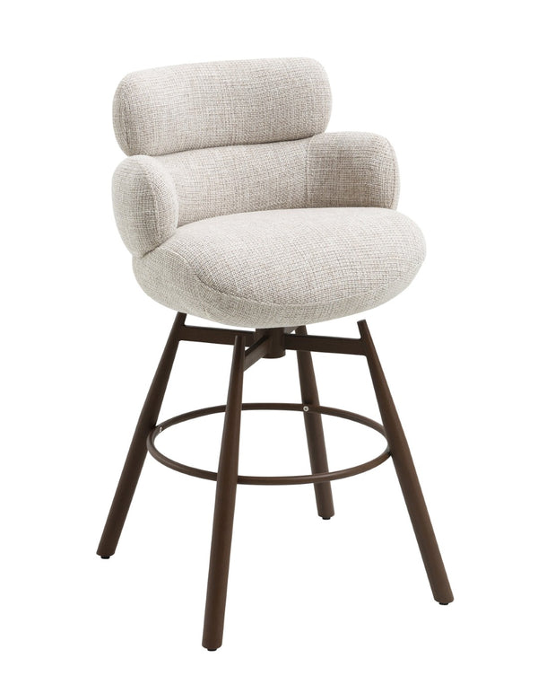 English Elm Jena Chenille Swivel Counterstool with Walnut Legs Padded Seat for Kitchen Islands B2726P529417