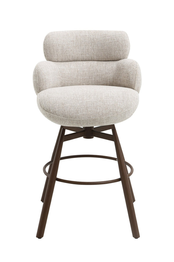 English Elm Jena Chenille Swivel Counterstool with Walnut Legs Padded Seat for Kitchen Islands B2726P529417