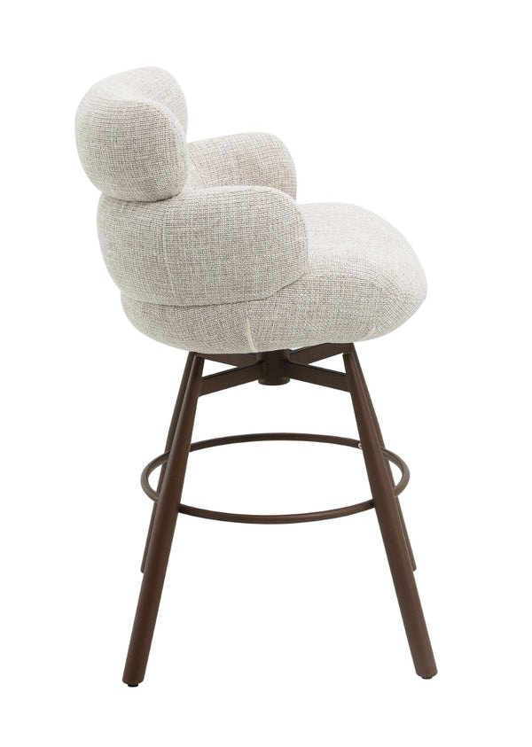 English Elm Jena Chenille Swivel Counterstool with Walnut Legs Padded Seat for Kitchen Islands B2726P529417
