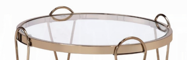 English Elm Zekera Glam Mirrored Drum End Table with Champagne Frame for Living Room B2726P532096