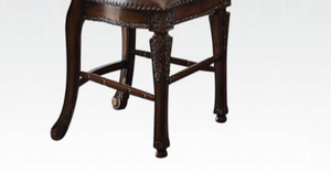 English Elm Vendome Button Tufted Pu Leather Barstools with Carved Floral Wood Legs Set of 2 B2726P537269