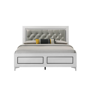 English Elm Casilda Queen Bed Diamond Tufted Leatherette Headboard with Built in LED Lighting B2726P577478
