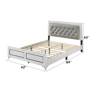 English Elm Casilda Queen Bed Diamond Tufted Leatherette Headboard with Built in LED Lighting B2726P577478