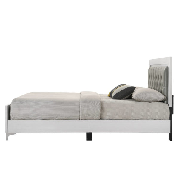 English Elm Casilda Queen Bed Diamond Tufted Leatherette Headboard with Built in LED Lighting B2726P577478