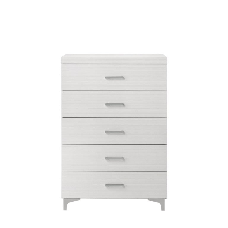 English Elm Casilda Tall White Chest of Drawers with Dovetail Joinery for Bedroom Storage B2726P577480