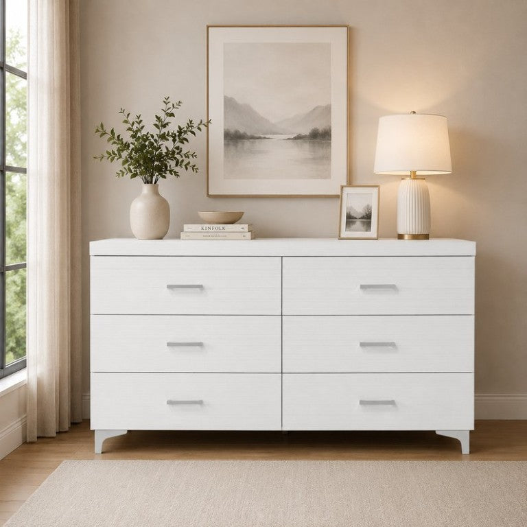 English Elm Casilda Wide White Bedroom Dresser with Dovetail Drawers and Modern Farmhouse Appeal B2726P577481