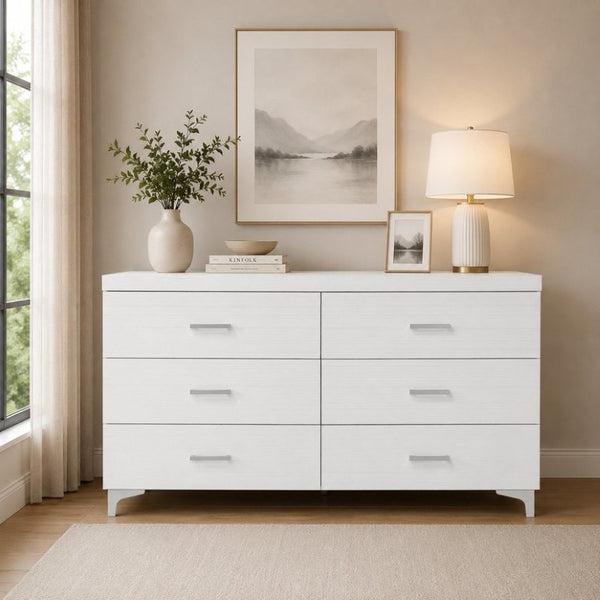 English Elm Casilda Wide White Bedroom Dresser with Dovetail Drawers and Modern Farmhouse Appeal B2726P577481