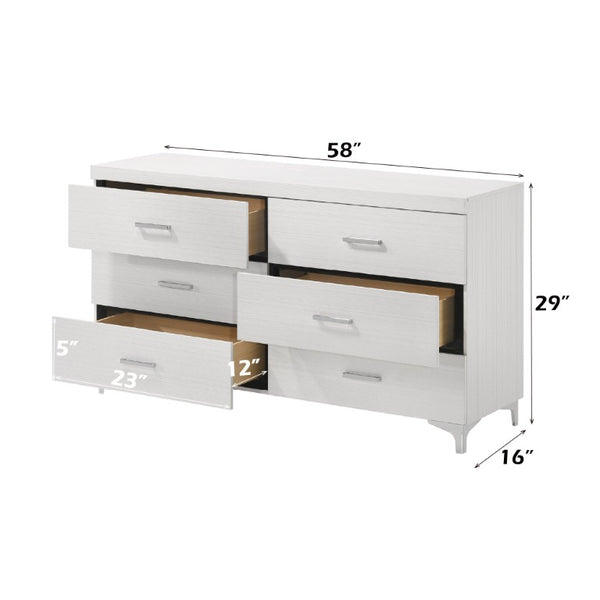 English Elm Casilda Wide White Bedroom Dresser with Dovetail Drawers and Modern Farmhouse Appeal B2726P577481