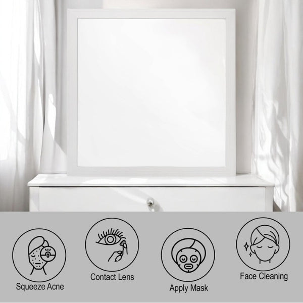 English Elm Casilda Square Wall Mirror with White Frame for Bedroom or Vanity Display B2726P578318