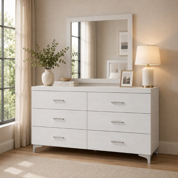 English Elm Casilda Square Wall Mirror with White Frame for Bedroom or Vanity Display B2726P578318