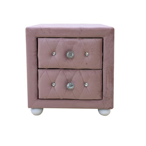 English Elm Reggie Blush Upholstered Nightstand 2 Drawer Bedside Table for Glam Bedroom Decor B2726P580883