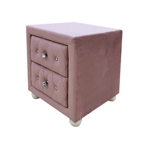 English Elm Reggie Blush Upholstered Nightstand 2 Drawer Bedside Table for Glam Bedroom Decor B2726P580883