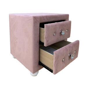 English Elm Reggie Blush Upholstered Nightstand 2 Drawer Bedside Table for Glam Bedroom Decor B2726P580883