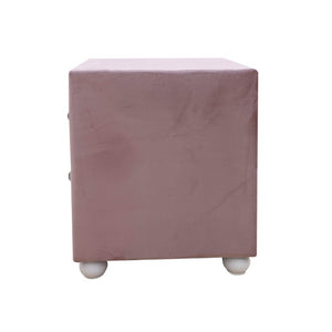 English Elm Reggie Blush Upholstered Nightstand 2 Drawer Bedside Table for Glam Bedroom Decor B2726P580883
