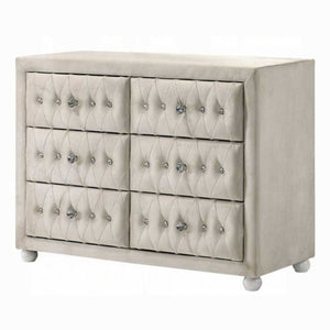 English Elm Reggie Upholstered Six Drawer Dresser Foam Padded Fabric Finish for Modern Bedroom B2726P580915
