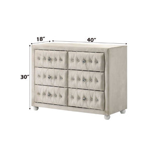 English Elm Reggie Upholstered Six Drawer Dresser Foam Padded Fabric Finish for Modern Bedroom B2726P580915