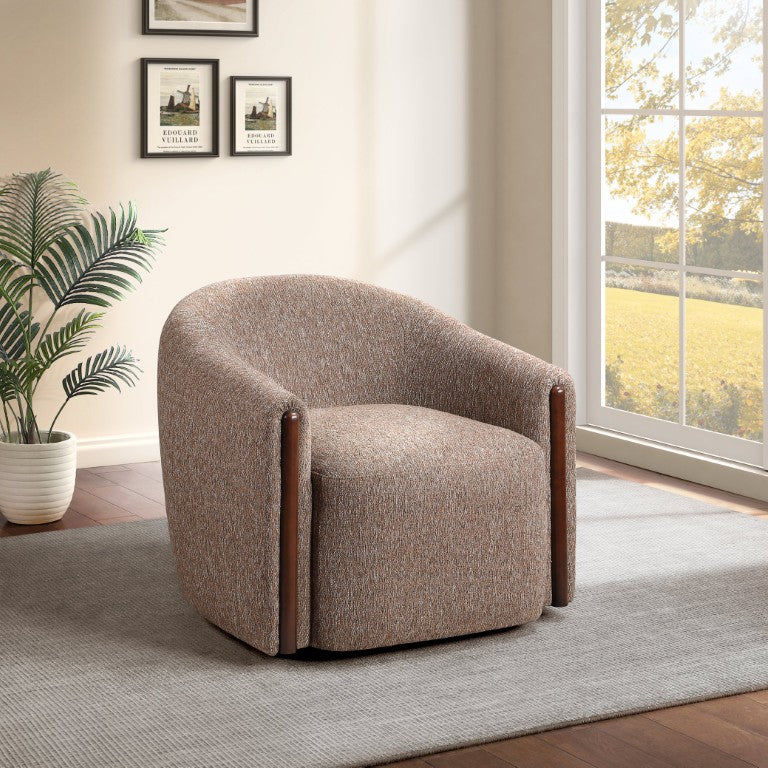 English Elm Ballona Brown Chenille Swivel Accent Chair Tailored Silhouette for Living Rooms B2726P615482