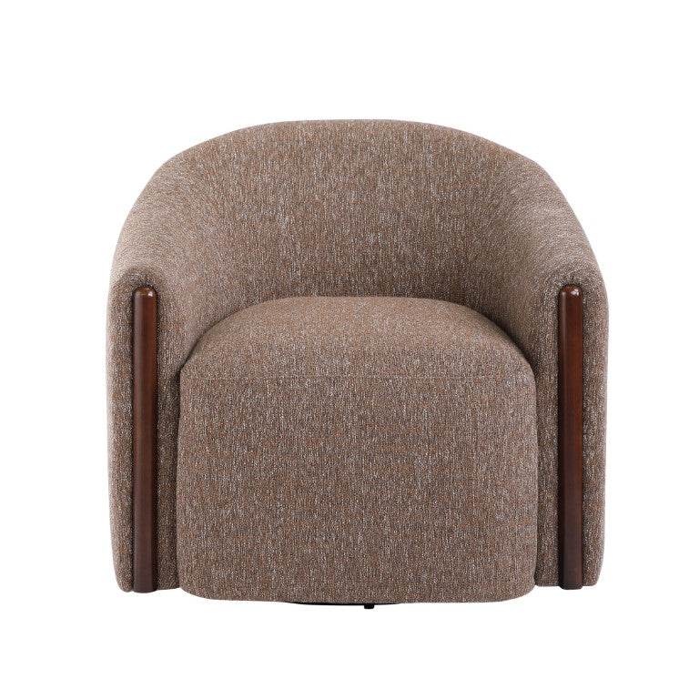 English Elm Ballona Brown Chenille Swivel Accent Chair Tailored Silhouette for Living Rooms B2726P615482