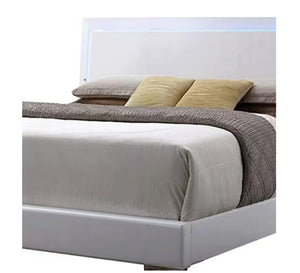 English Elm Lorimar Queen Bed White Pu Leather Upholstered Frame with Ambient Led Headboard B2726S00505