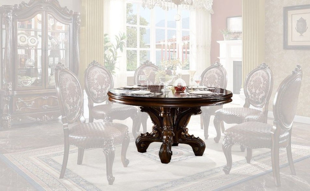 English Elm Versailles Round Pedestal Dining Table Solid Wood Cherry Finish Seats Six Formal B2726S00579
