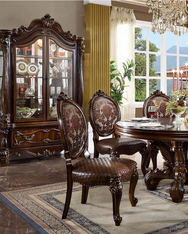 English Elm Versailles Round Pedestal Dining Table Solid Wood Cherry Finish Seats Six Formal B2726S00579