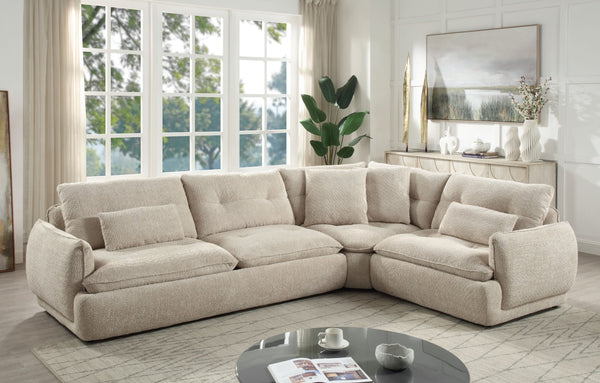 English Elm Jonina Chenille L-shaped Sectional with Plush Foam Cushions and Four Accent Pillows B2726S00597