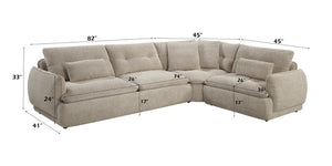 English Elm Jonina Chenille L-shaped Sectional with Plush Foam Cushions and Four Accent Pillows B2726S00597