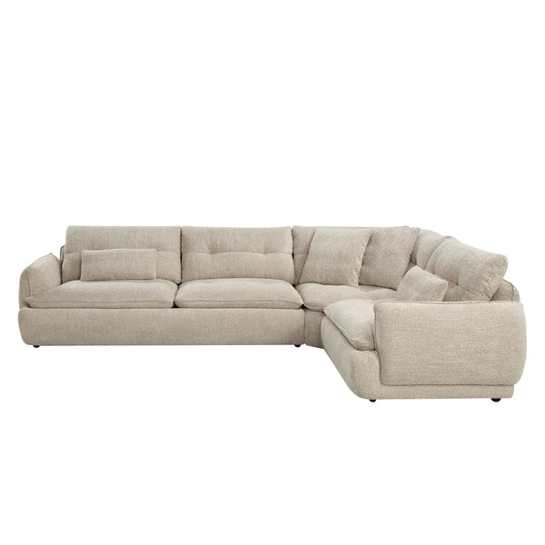 English Elm Jonina Chenille L-shaped Sectional with Plush Foam Cushions and Four Accent Pillows B2726S00597