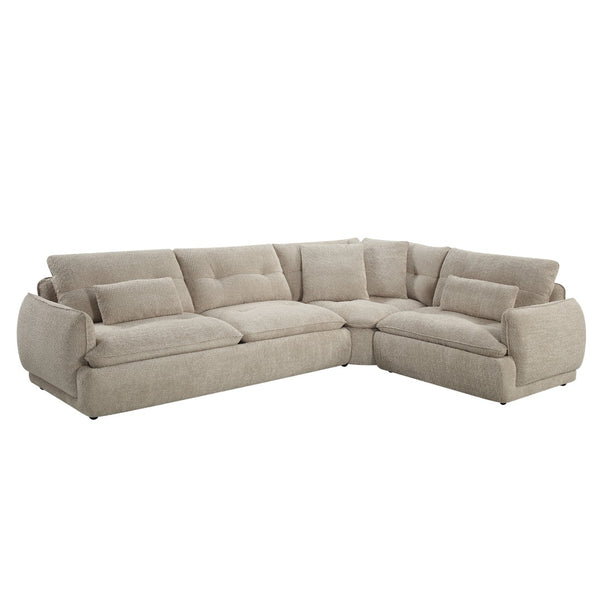 English Elm Jonina Chenille L-shaped Sectional with Plush Foam Cushions and Four Accent Pillows B2726S00597