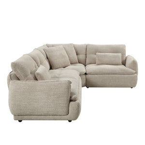 English Elm Jonina Chenille L-shaped Sectional with Plush Foam Cushions and Four Accent Pillows B2726S00597