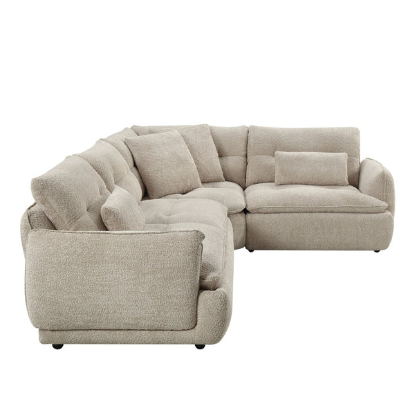 English Elm Jonina Chenille L-shaped Sectional with Plush Foam Cushions and Four Accent Pillows B2726S00597