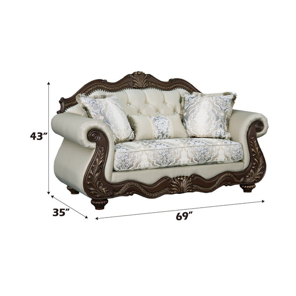 English Elm Pierce Traditional Loveseat and Chair Set with Carved Pine Frame for Classic Living Rooms B2726S00598
