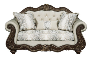 English Elm Pierce Traditional Loveseat and Chair Set with Carved Pine Frame for Classic Living Rooms B2726S00598
