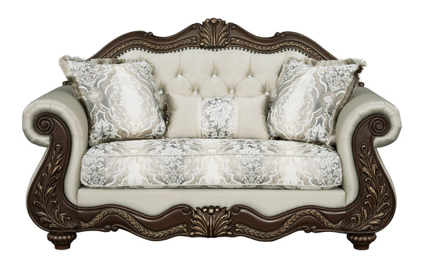 English Elm Pierce Traditional Loveseat and Chair Set with Carved Pine Frame for Classic Living Rooms B2726S00598