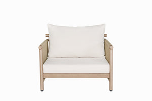 English Elm Zira Outdoor 5 Piece Patio Set with Cement Top Tables and Beige Cushioned Seating B2726S00599