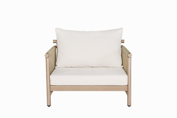 English Elm Zira Outdoor 5 Piece Patio Set with Cement Top Tables and Beige Cushioned Seating B2726S00599